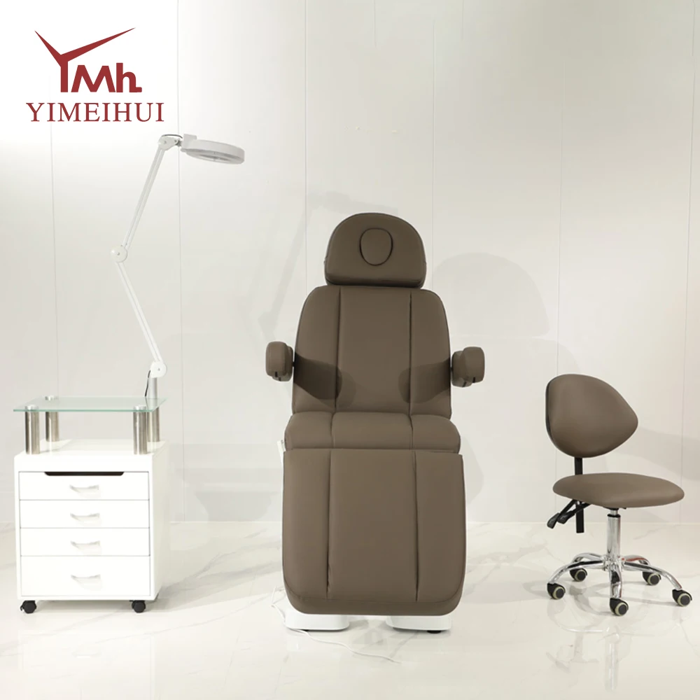 

Luxury Brown Salon Furniture Esthetician Love Facial Chair Bed Electric Beauty Bed 3 Motors Massage Table