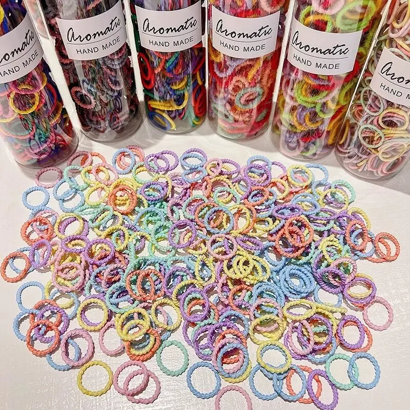 300pcs Canning Kids Candy Color Elastic Band Headbands Girls Summer Hair Tie High Elasticity Without Hurting The Thumb Headropes