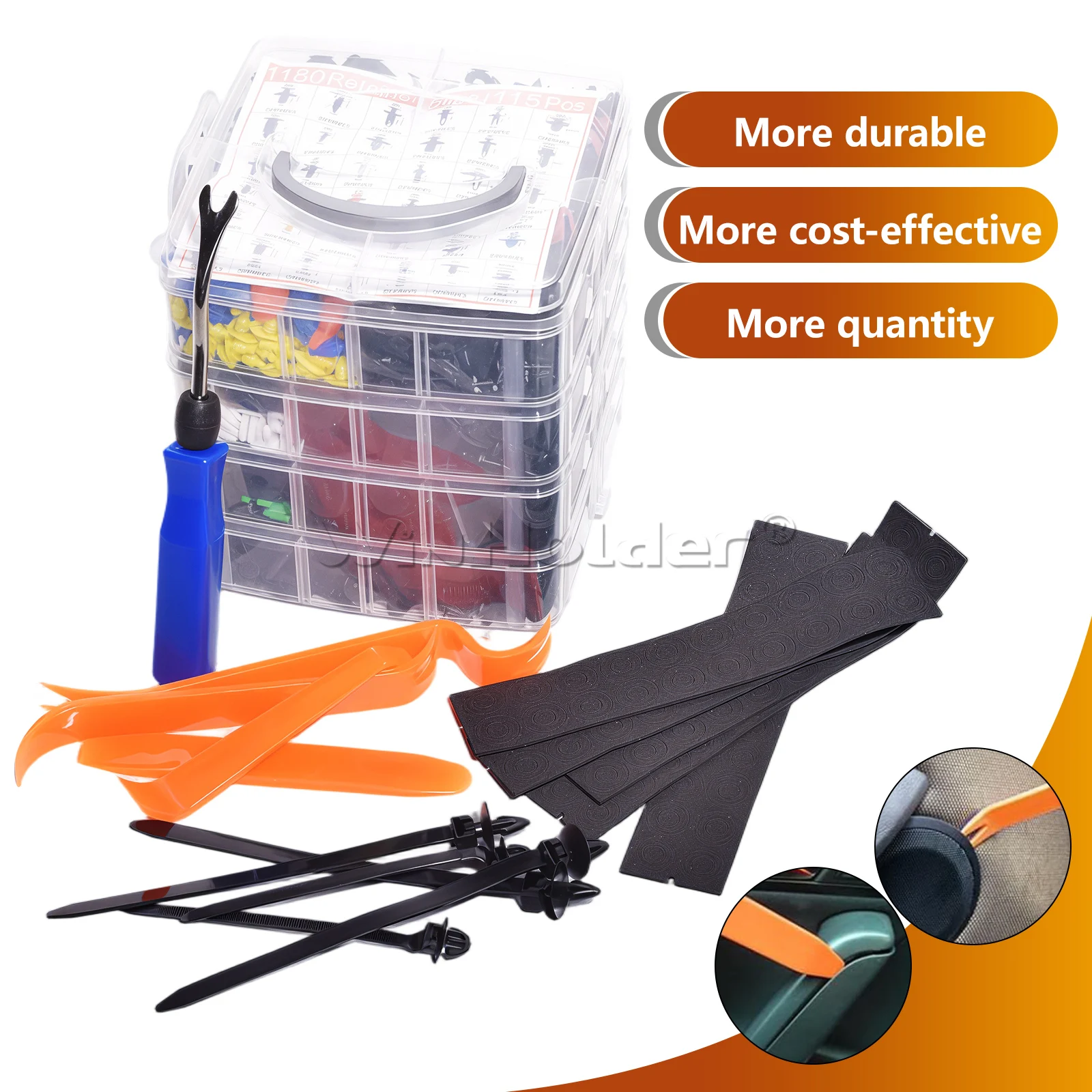 1295Pcs Car Retainer Clips and Auto Fasteners Assortment-37 Most Popular Sizes Allow You Remove Car Bumper Clips Door Panel And Upholstery Clips Quickly And Easily Without Any Damage