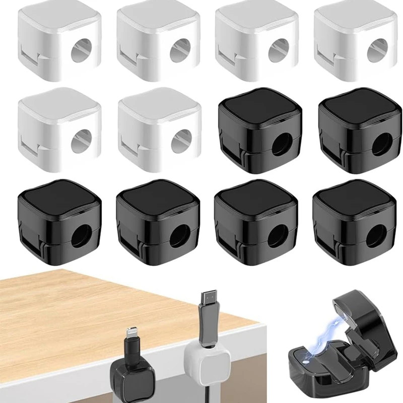 6 pcs/set Cube Shape Magnetic Cable Holders, Cable Classification Clips, Cable Organiser, Desk Cable Management Organiser