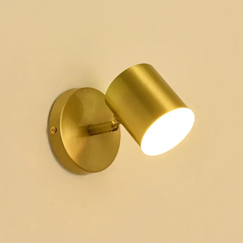 

Bedroom Bedside Post-modern Simplicity Can Rotate Luxury Gold Mirror Headlight Aisle Wall Light