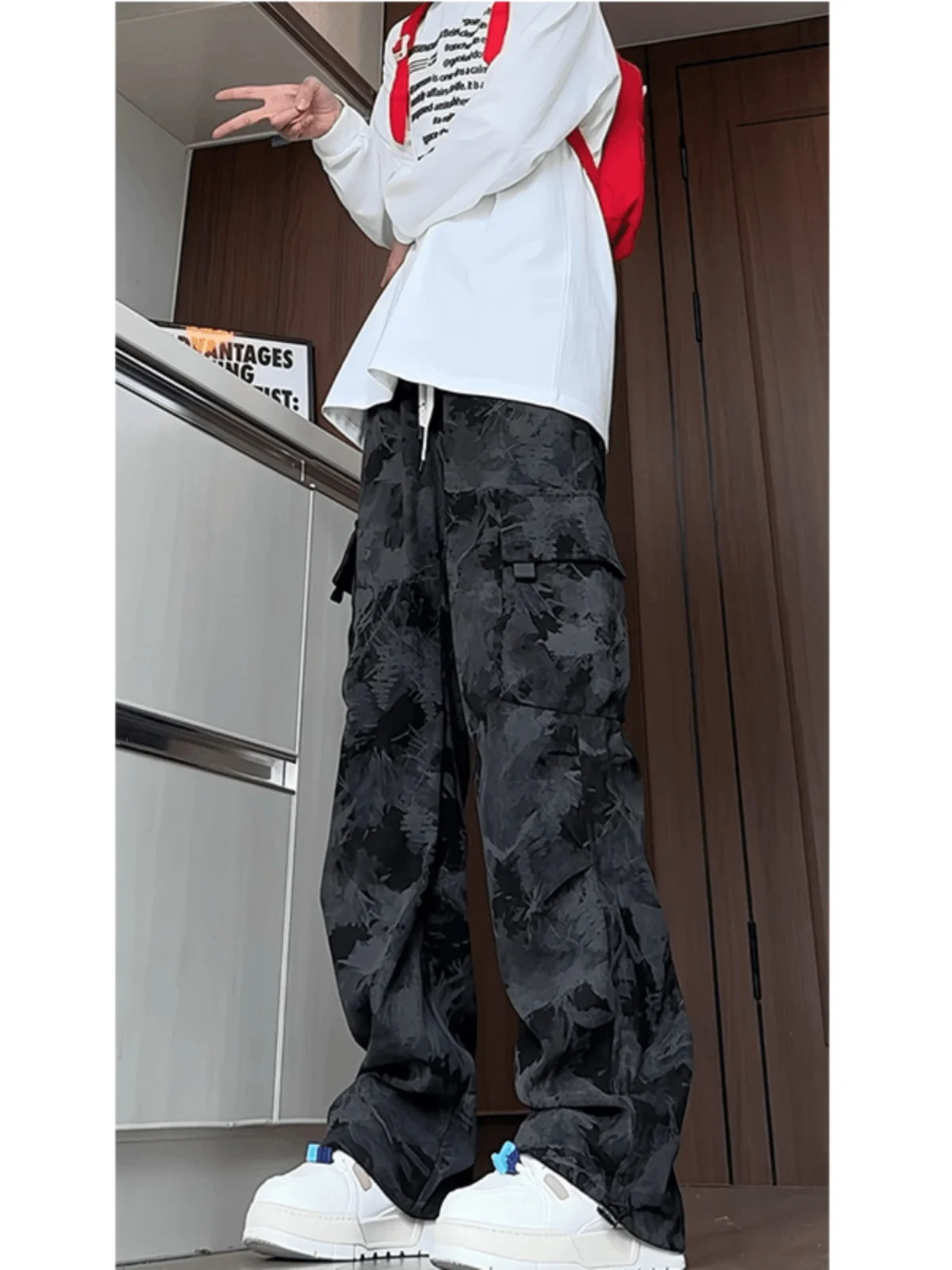 

Мужские повседневные брюки из вельвета с эффектом тай-дай, весна-осень, камуфляжные, плиссированные, в стиле парашютного солдата, рабочая одежда, американский ретро-стиль, длинные брюки