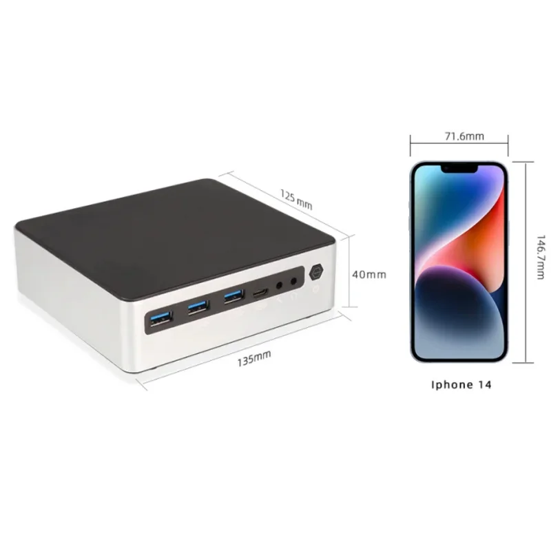 Micro PC pequeña Ultra5 125u Nuc Nano de 14. a generación, Mini PC para juegos de 4,3 GHz X86 2 Ethernet Lan Win 10 11 Linux Ubuntu DDR5 Mini PC