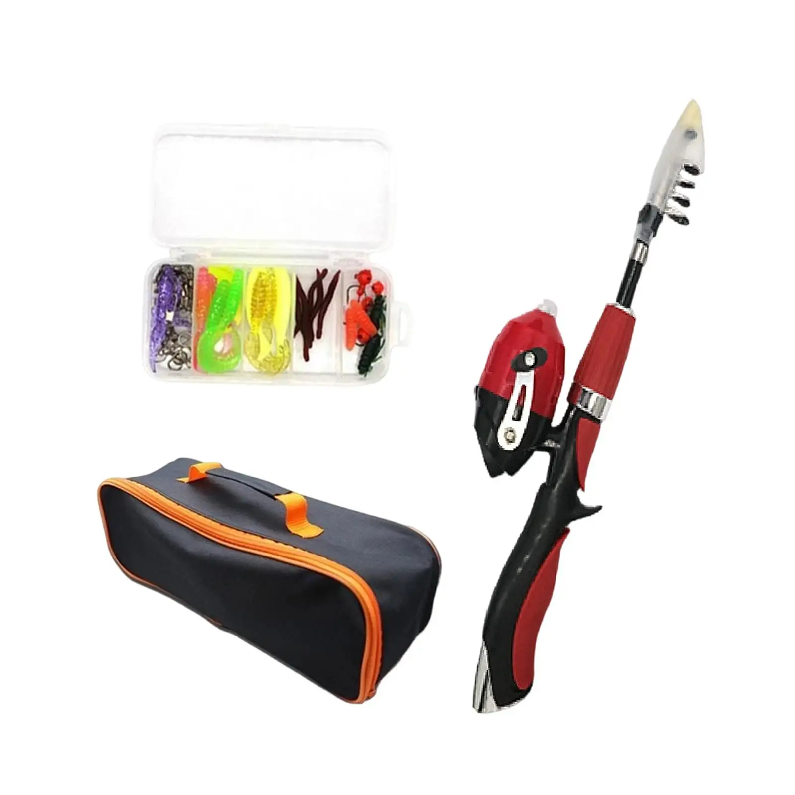 Portable Fishing Rod and Reel Combo Kit Children Telescopic Rod Tackle Box Storage Bag Kids Fishing Pole Set for Family Travel