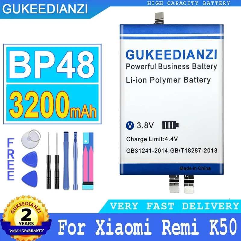 

3200mAh GUKEEDIANZI Battery BP48 For Xiaomi Remi K50 Big Power Bateria