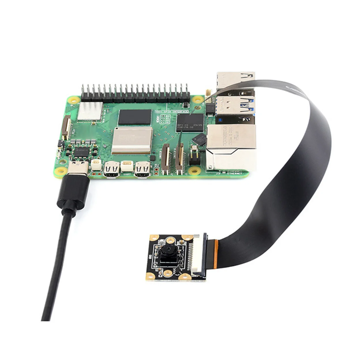 وحدة كاميرا IMX219 8 ميجابكسل لـ Raspberry Pi 5 120 °   مع كابل ناعم MIPI-CSI مقاس 20 سم Pi5-IMX219-77