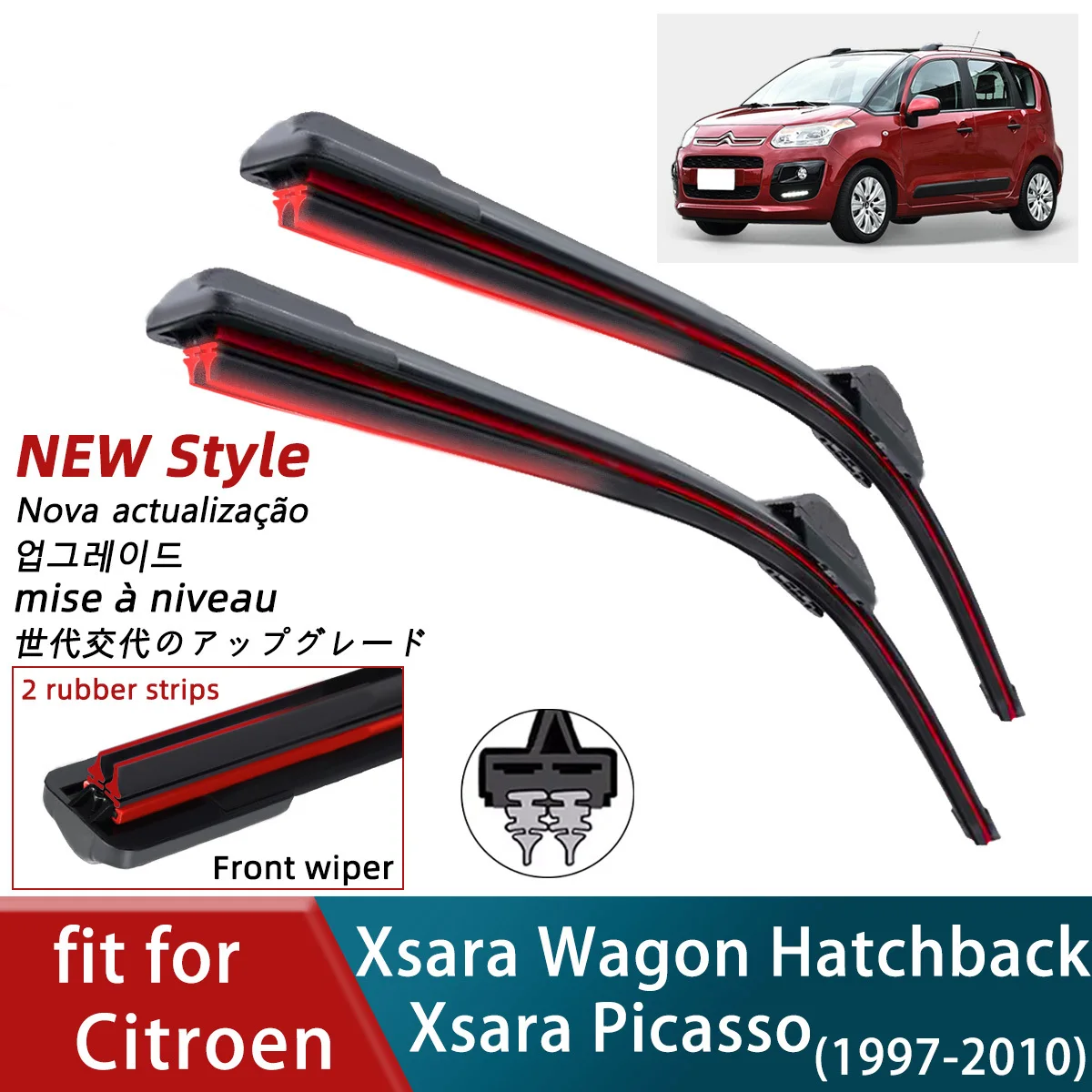 

Double Rubber Car Wipers for Citroen Xsara Wagon Hatchback Picasso Front Wiper Blades Brushes Cutter Accessorie Windscreen Parts