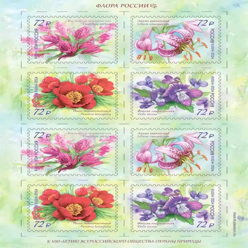 

Россия, 2024, лилия, настоящий оригинальный почтовый штамп, MNH (2 комплекта) 3296