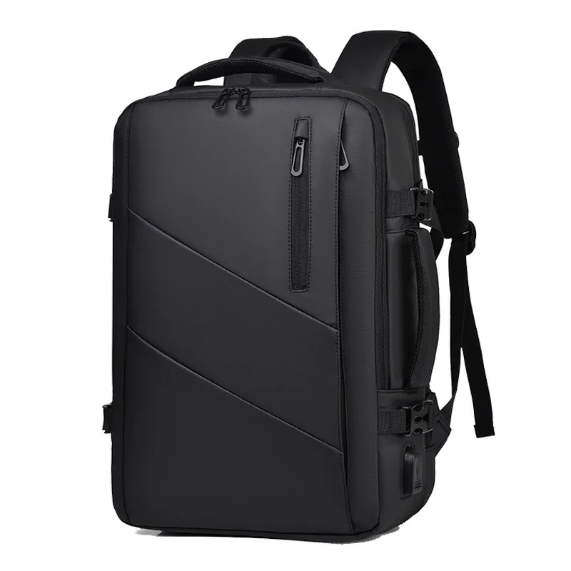 Nesitu High Quality Expandable Waterproof Large Capacity A4 14 15.6 inch Laptop Men Women Backpack Travel Bag Black Grey M683