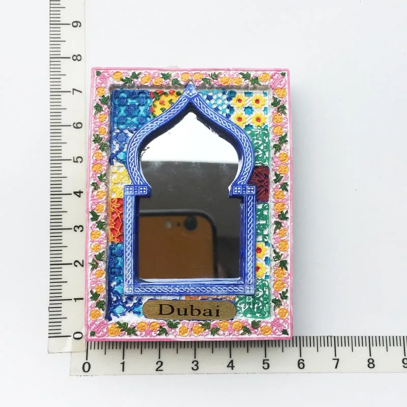 Dubai Exquisite Carved Mirror Frame Fridge Magnet Resin Decorative Tourism Souvenir Message Sticker Crafts