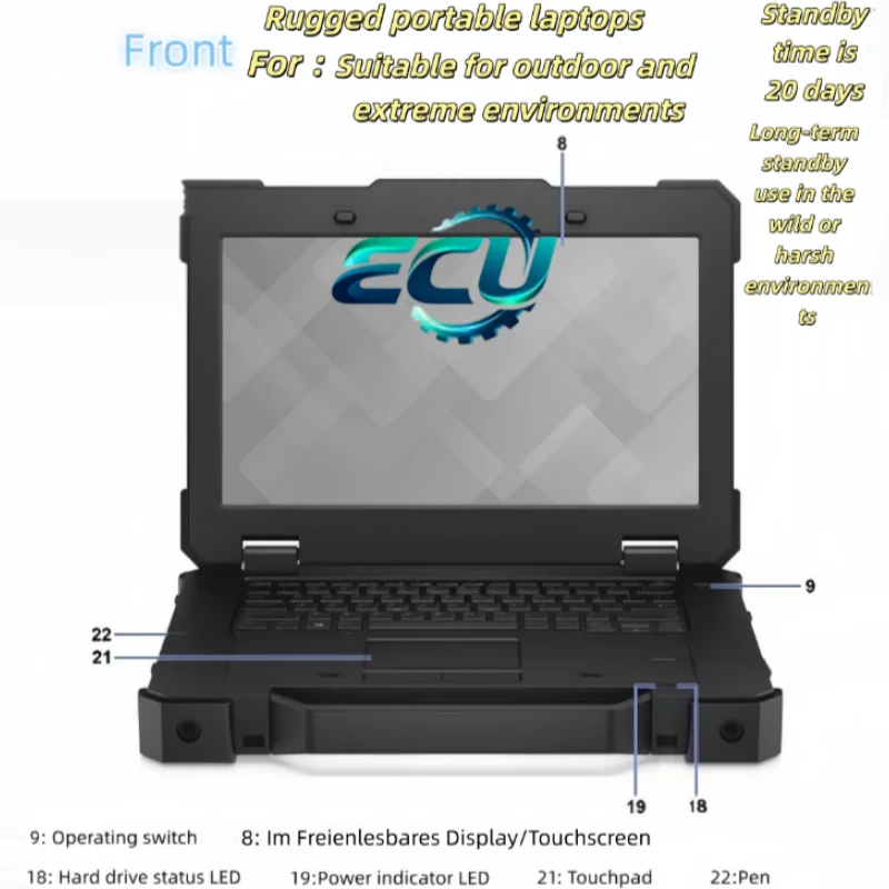 7414 Ruggedised Laptop with Multiple Output Ports,Suitable for Outdoor Workers i7 th 32GB 16GB,512SSD 1TB