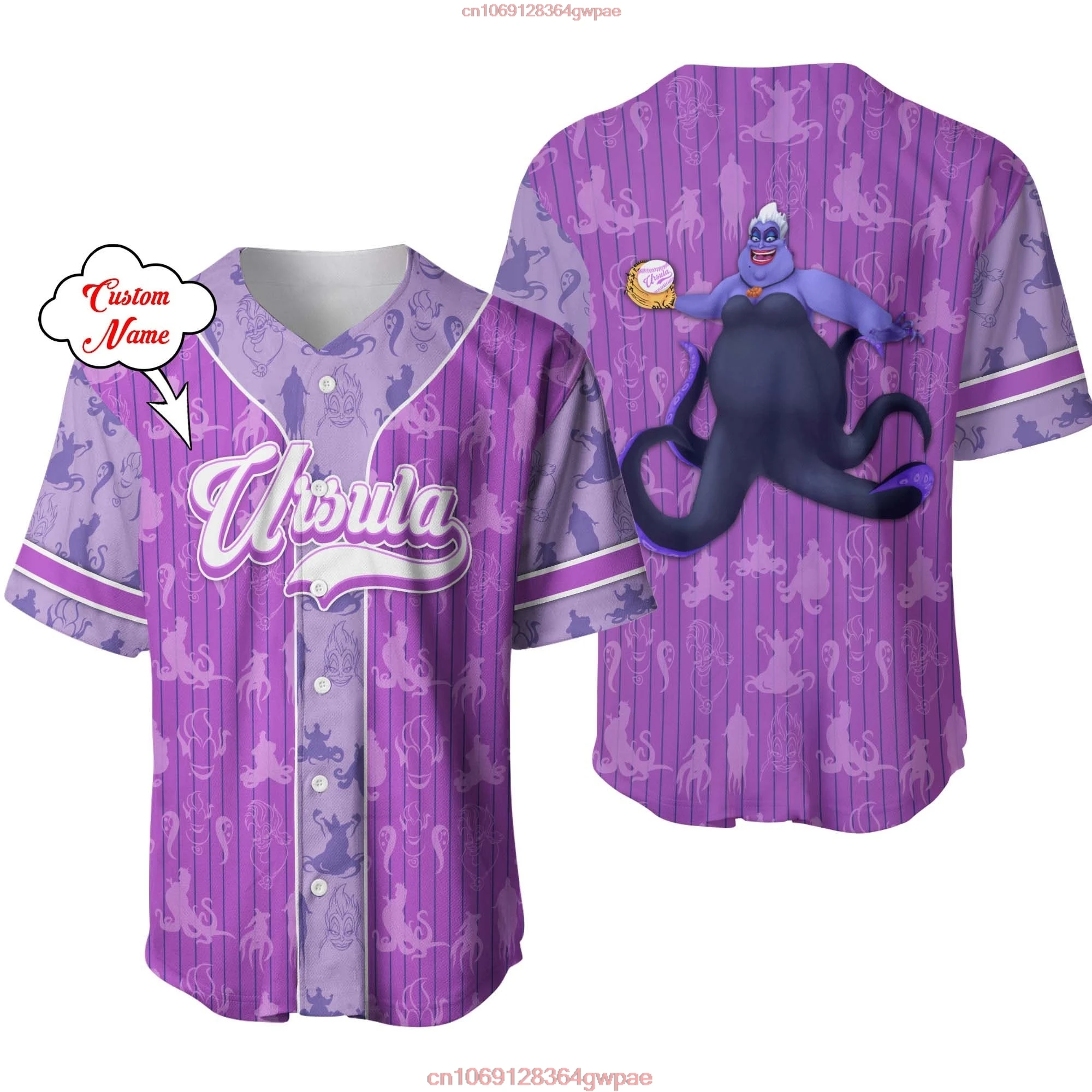 2023 New Disney Baseball Jersey Ursula Baseball Shirt Casual Fashion Street Free Customized Name Baseball Shirt