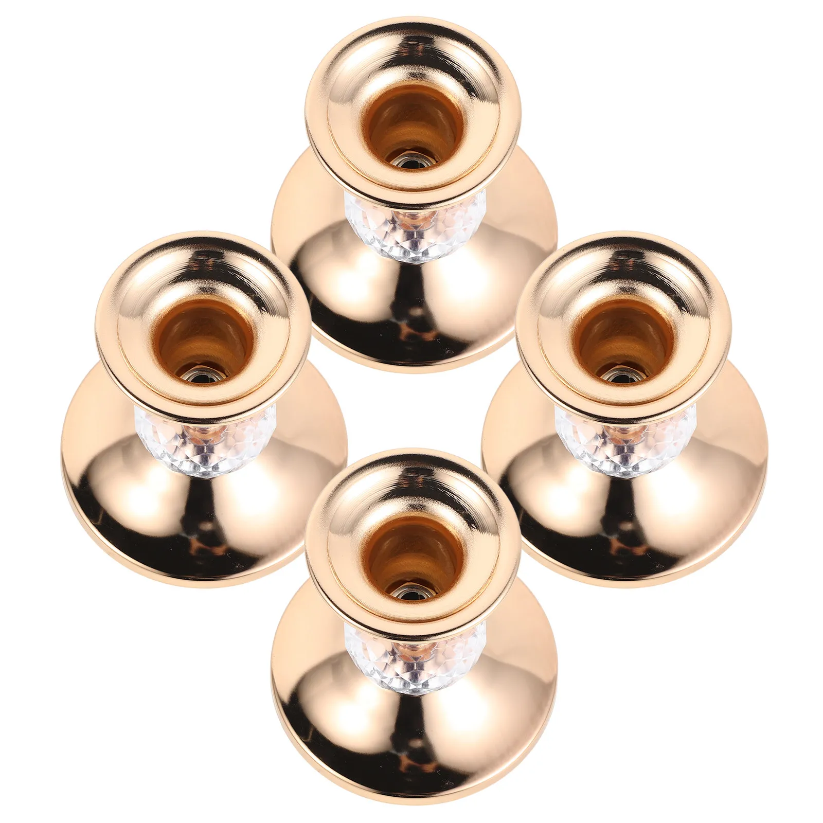 4Pcs Elegant Metal Crystal Candelabra Holder Set Taper Candlesticks for Festive Holiday Tabletop Christmas Stand