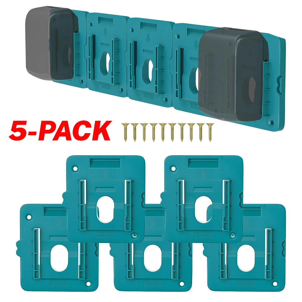 5PCS Battery Holder for Makita 18V Battery,Wall Mount Batteries Storage Organizer for BL1830 BL1840 for Work Van,Shelf,Toolbox
