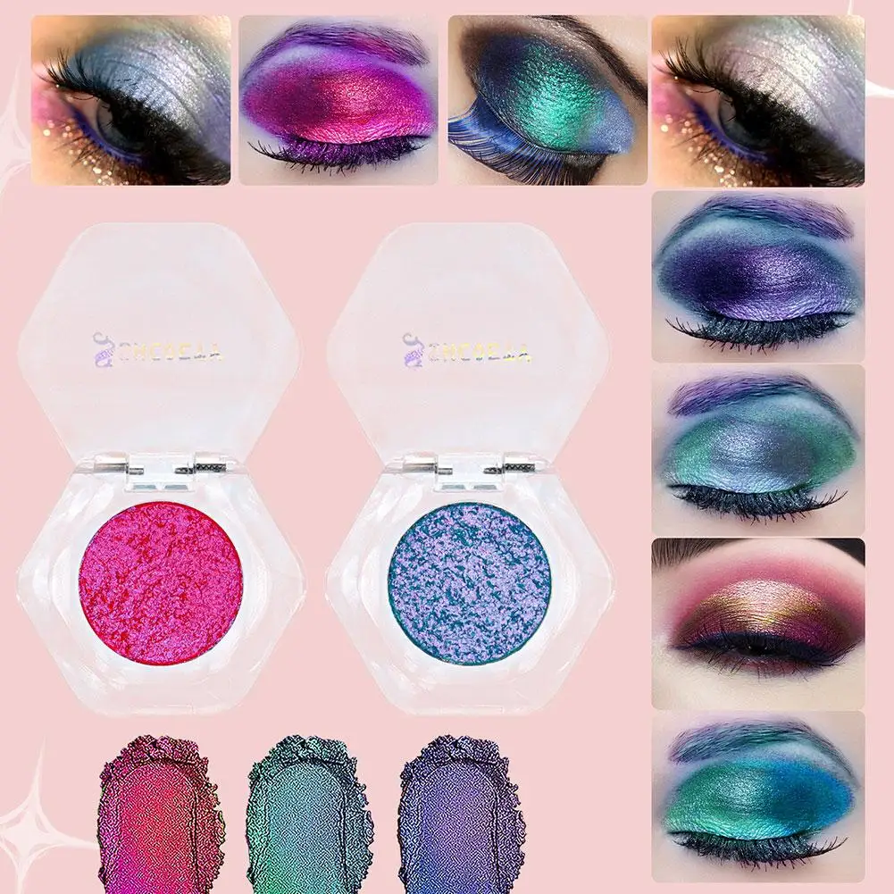 SHCOETY-Polvo de sombra de ojos que cambia de Color óptico, paleta de lentejuelas para ojos, maquillaje en polvo, 12 colores, X1 w7