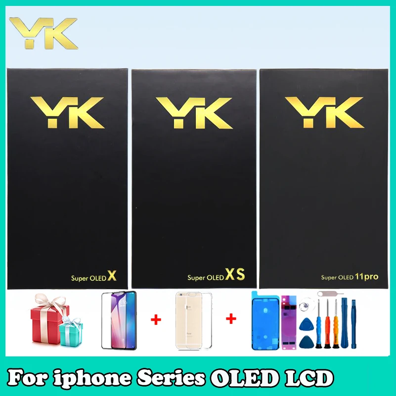 

ЖК-дисплей YK OLED качества AAA для iPhone X XS, ЖК-экран для iPhone 11 PRO, экран без битых пикселей, бесплатные подарки