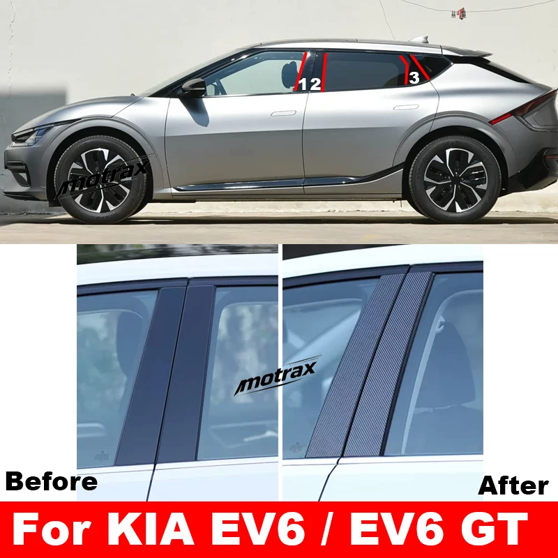 Car Pillar Posts Door Window Trim Cover Car Window Decorative Cover BC Column Sticker for KIA EV6 GT EV6 2021-2025
