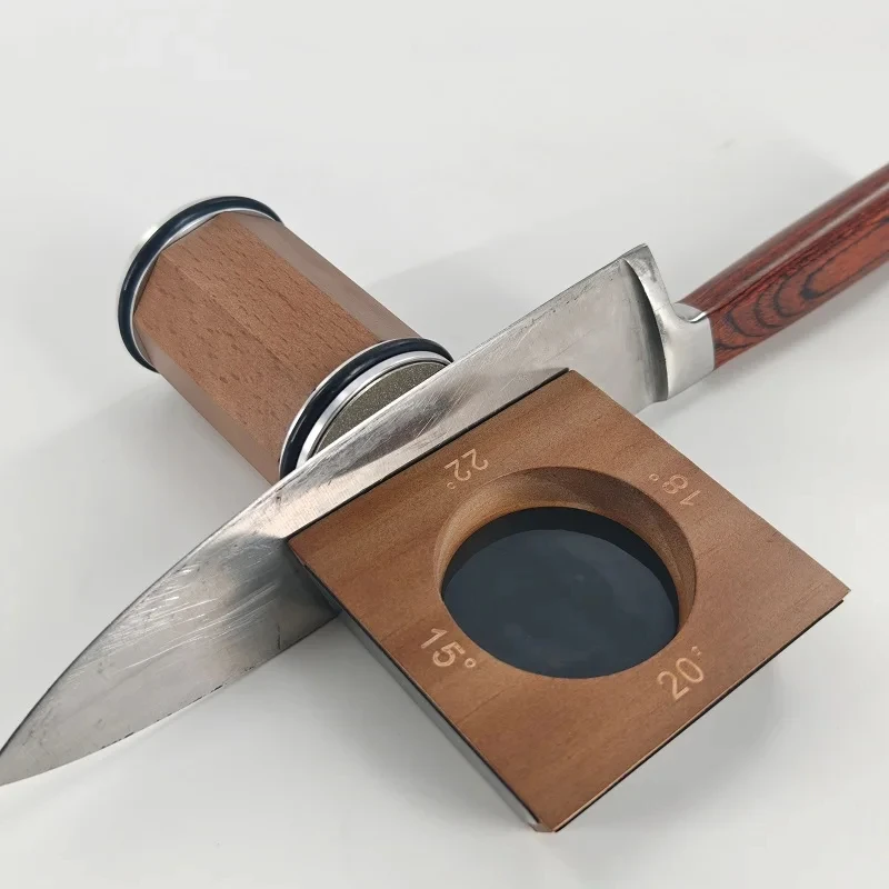 New Professional Octagonal Roller Knife Sharpener 4-Angle 15/18/20/22° Diamond Grinder Wooden Base With Magnet Chef Cutlery Tool