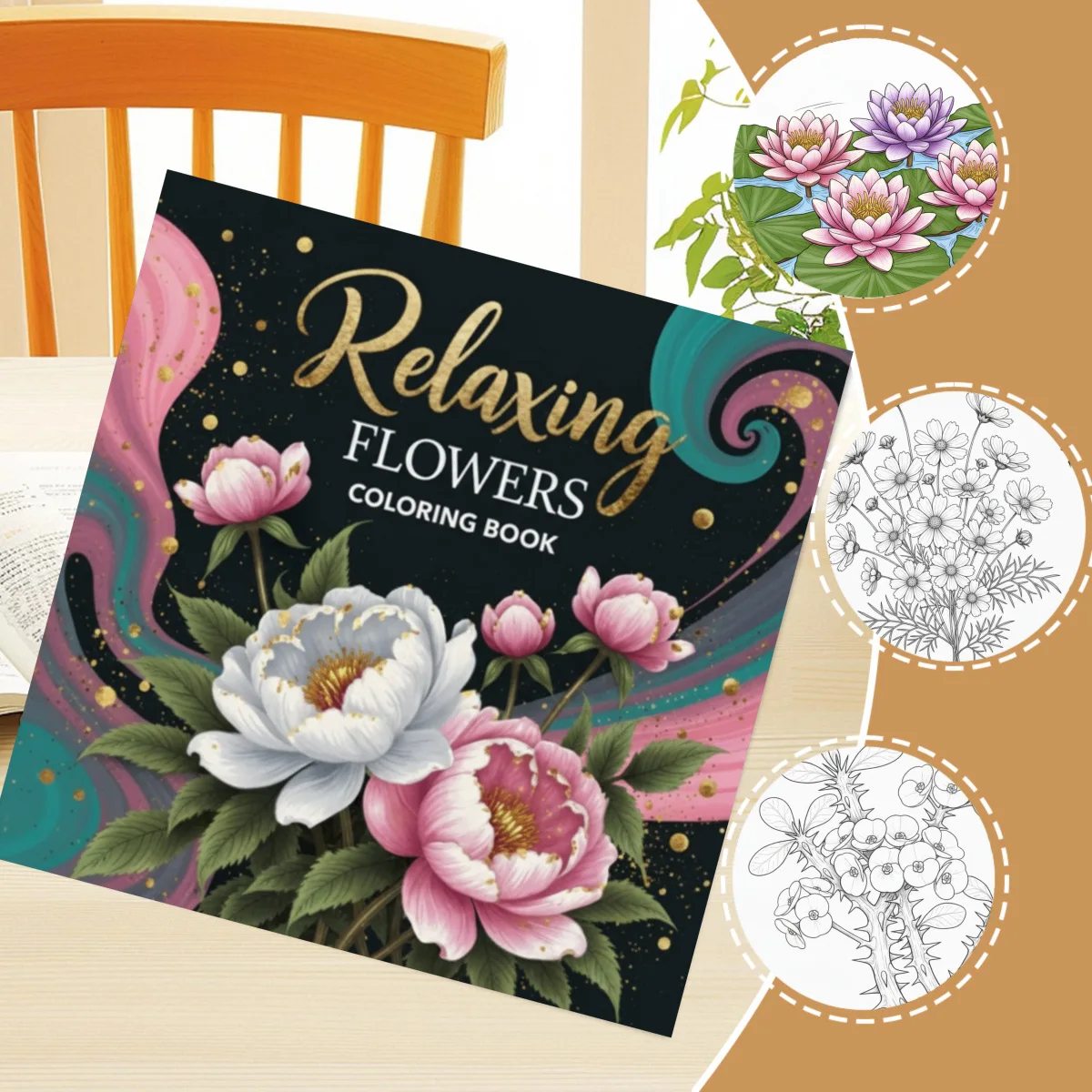 Flowers Adult Coloring Book 24 Pages Calming Botanical Designs Relaxing Art Therapy Mindfulness Gift
