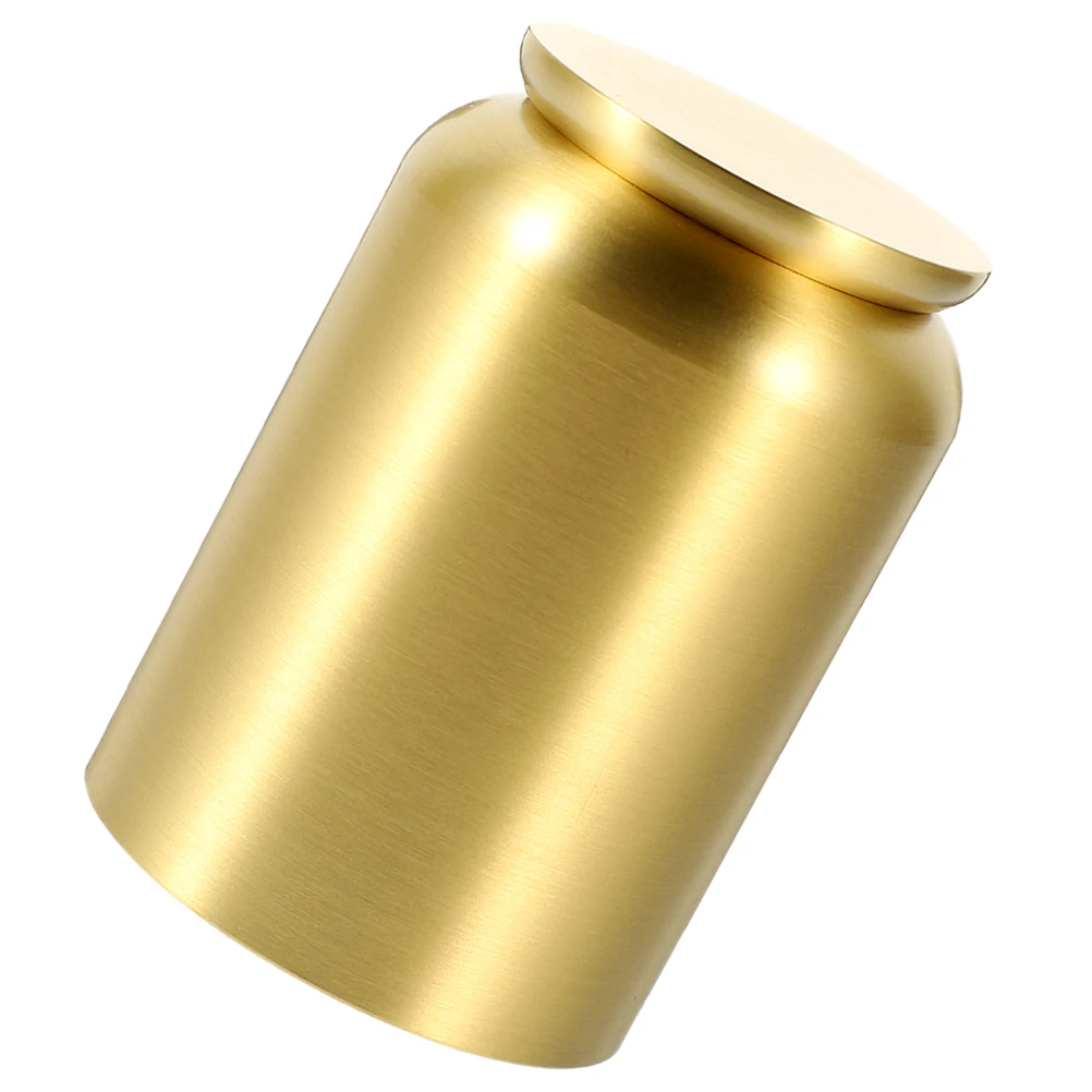 

Portable Tea Canister Pure Brass Loose Leaf Container Airtight Lid Golden Color Small Size Metal Tin For Home Travel Kitchen Bar