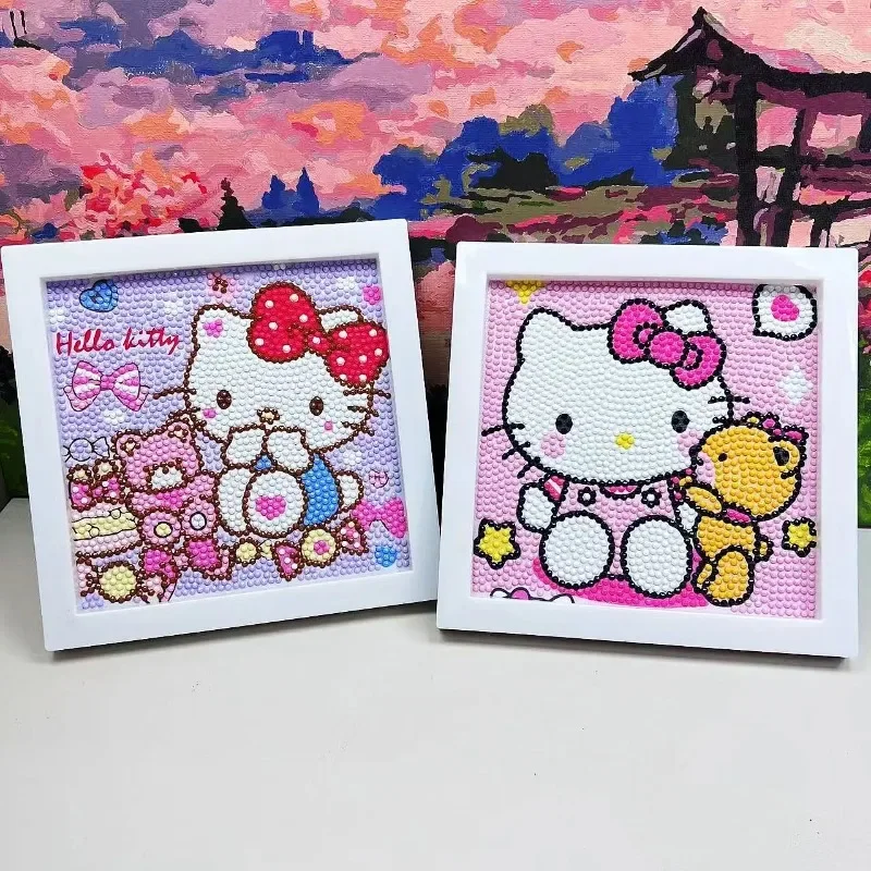 Sanrio Toys 5D Diamond Painting Cartoon Hello Kitty Kuromi Anime DIY Round Diamond Painting Room Decorations Kids Birthday Gifts