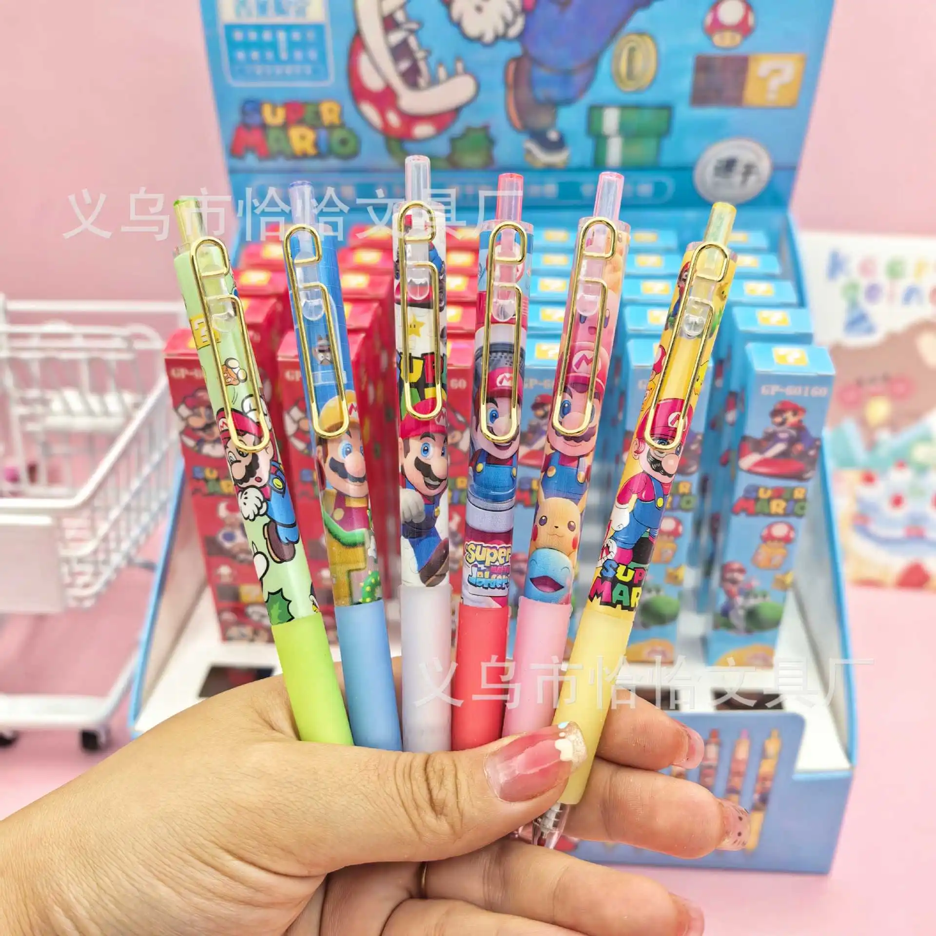 

6/36Pcs Super Mario gel pen Black Gel Pen Student Writinng Pen Anime Figure Stationery Study Supplies Gift 0.5mm Gift 1 sold
