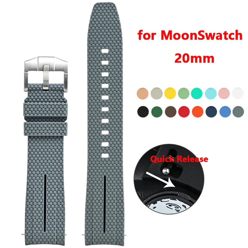Gebogenes Endband für Omega X Swatch Joint MoonSwatch 20mm Herren Damen Gummi Silikon Schnellverschluss Uhrenarmband für Seamaster 300