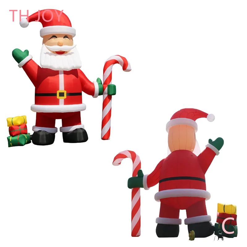 fast air ship to door, inflatable Santa Claus with Candy Cane, LED lighted Inflatable Santa Claus cartoon