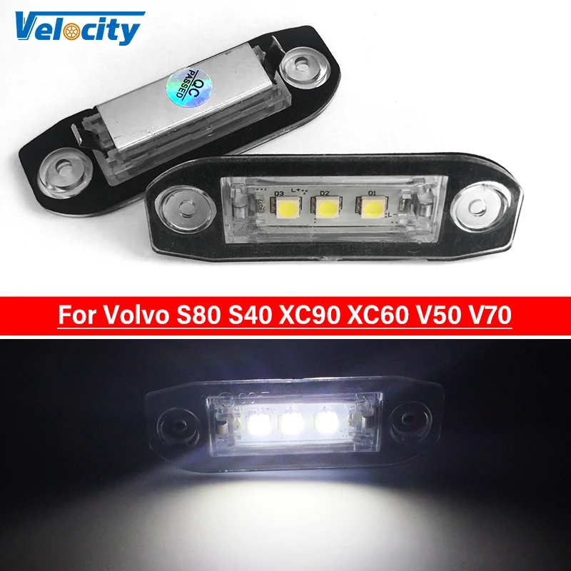 

2Pcs LED Number License Plate Light 12V For Volvo S80 Xc90 S40 V60 Xc60 S60 C70 V50 Xc70 V70 Auto 6500K White Lamp