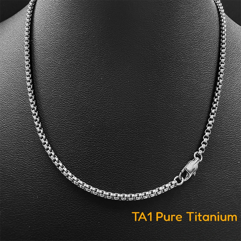 

New 2.4mm/3mm Pure Titanium Box Chain Necklace Skin Friendly Men's And Women's Jewelry Making Titanium Square Rolo Necklaces