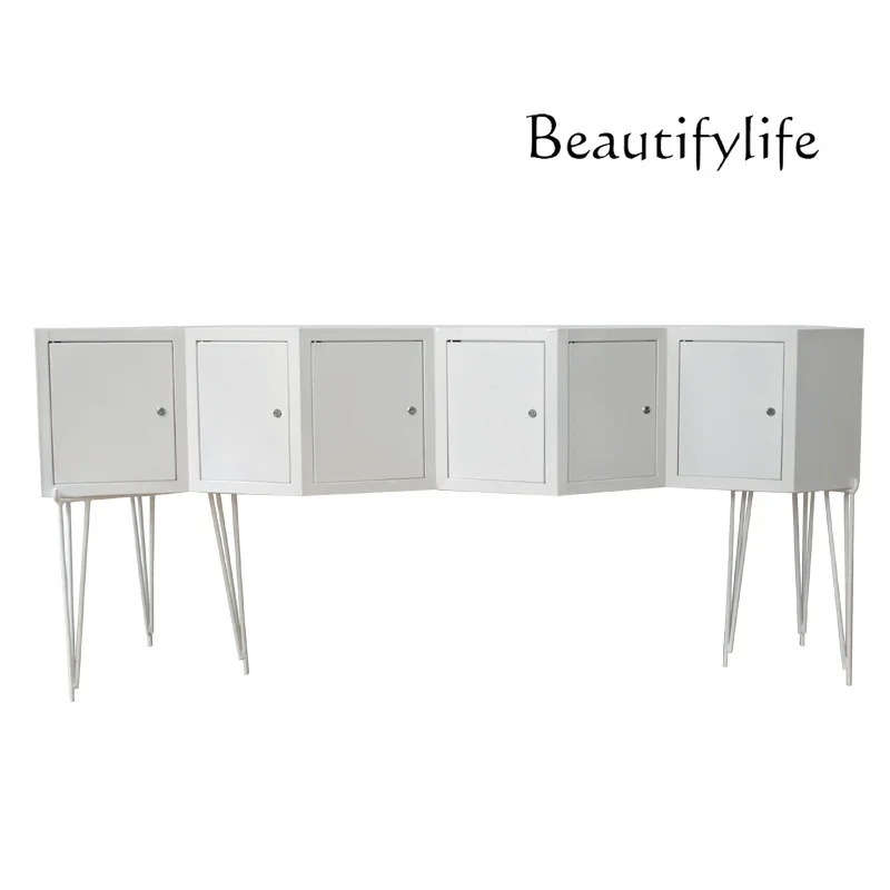

Modern white TV cabinet special-shaped wrought iron personalized locker Nordic simple industrial style creative low cabinet