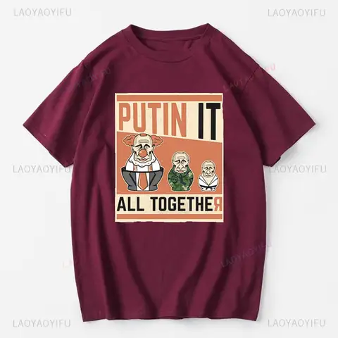VOICEART Vladimir Putin It All Toghter Russian Dolls Funny Graphic Premium Cotton Graphic T-Shirts
