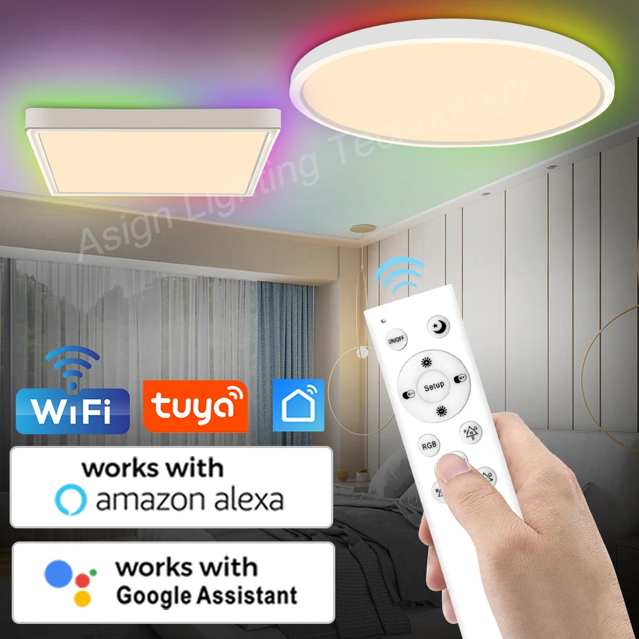 

Smart WiFi LED Ceiling Light 40W RGB Dimmable Surface Mounting Ceiling Lamp Cold White/Warm White Tuay APP Voice Control Alexa