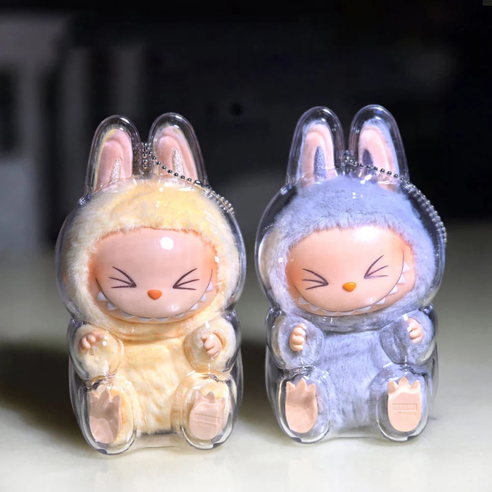 Ins moda labubu os monstros caixa brinquedo bonito urso de pelúcia boneca elfo pelúcia kawaii bonecas & capas transparentes anime figura brinquedo