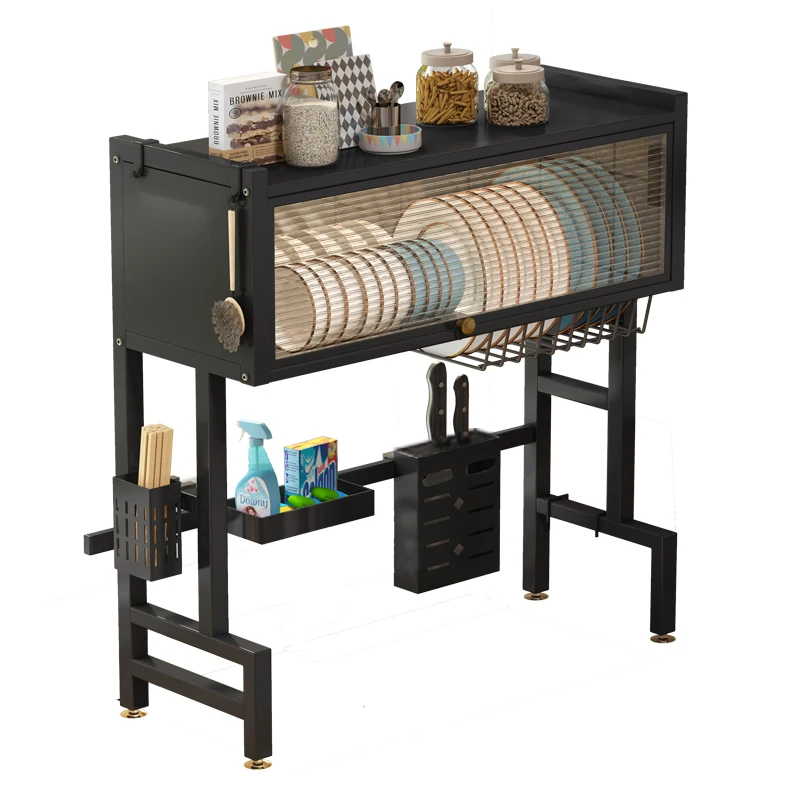 

Standing Type Metal Dish Drying Rack Over Sink Kitchen Storage Shelf Organizer with Cover Home Kitchen Usage