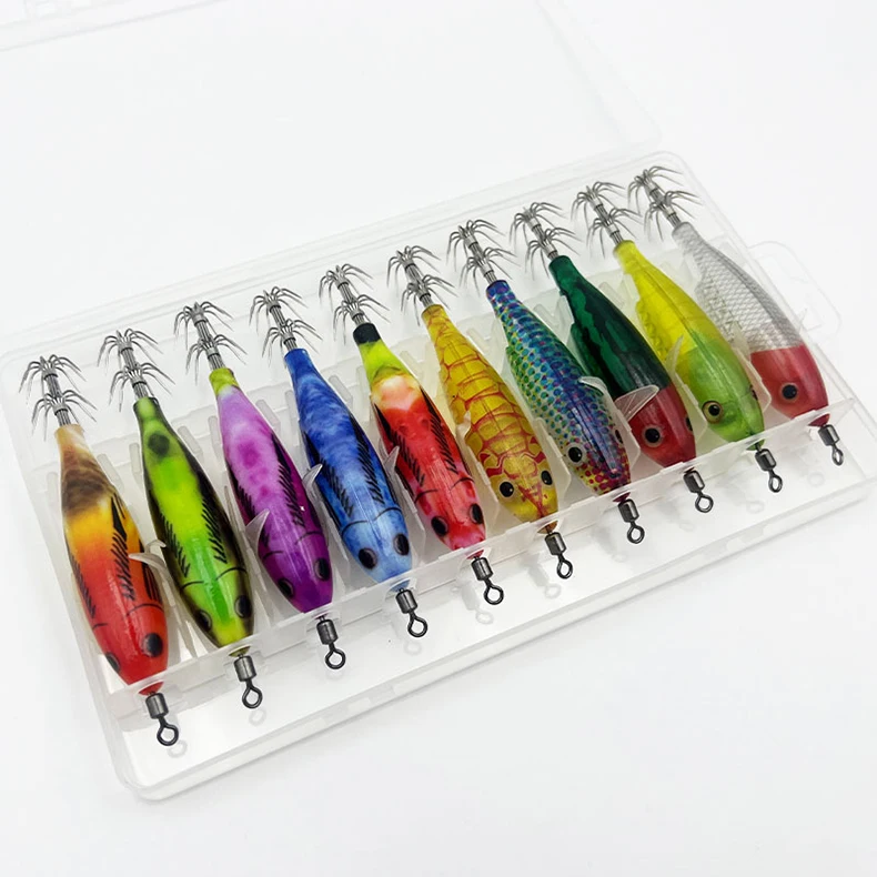 ShareShark 10 Stück/Box 5,7g Garnelen-Angelköder Leuchtender Tintenfisch-Jighaken Meeresangelzubehör Künstlicher Köder Oktopus-Köder – Detail 11