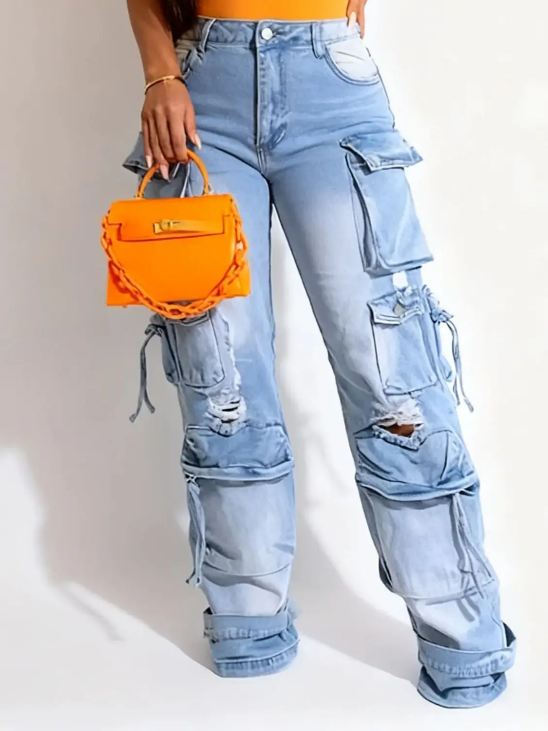 

Женские осенние и зимние джинсы — новые трехмерные брюки с множеством карманов, ретро-тренд, уличная мода