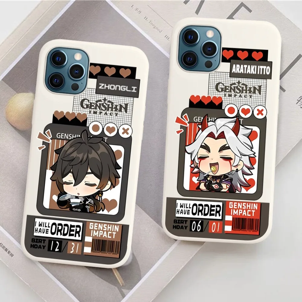 Amine Genshin impact Game Phone Case Soft Solid Color For iphone 14 11 12 13 mini pro max 7 8 plus 6 6s x xs max xr