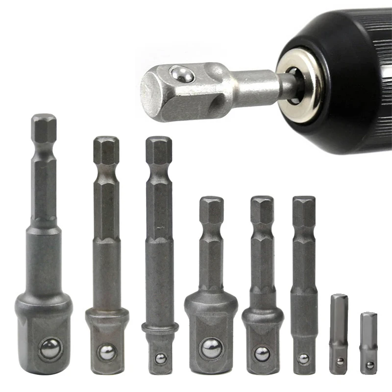 

Drill Socket Adapter Kit Impact Drill Extension Bit Socket Adapter Kit 1/4'' 3/8'' 1/2'' Square Head 1/4'' Hex Shank Drill Tools