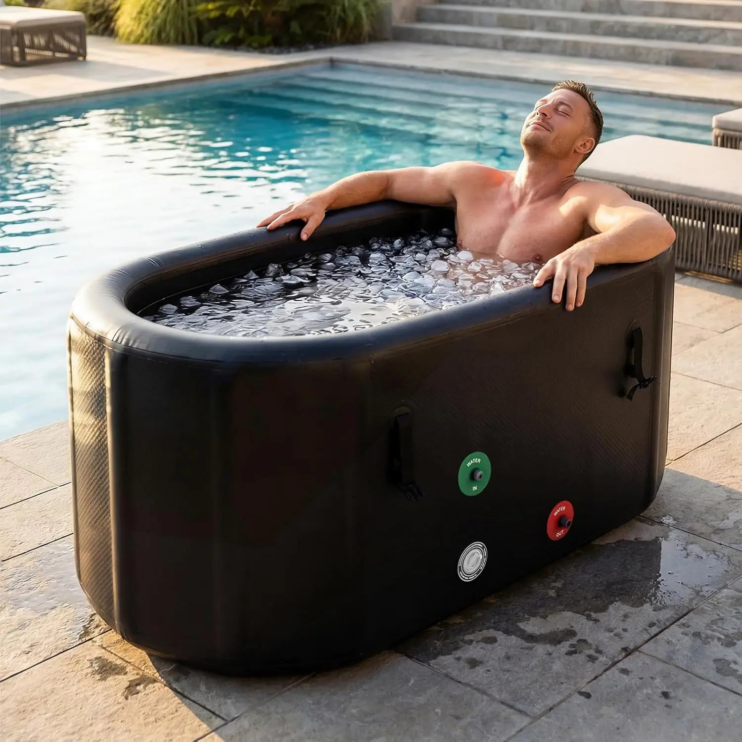 

Ice Bath Tub for Athletes, Compatible with Water Chillers, Portable Inflatable Cold Plunge Tub with Cover&, Customized