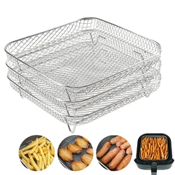 3-layers Air Fryer Rack Stackable Grid Grilling Rack Stainless Steel Anti-corrosion for Home Kitchen Oven Steamer Cooker Gadgets