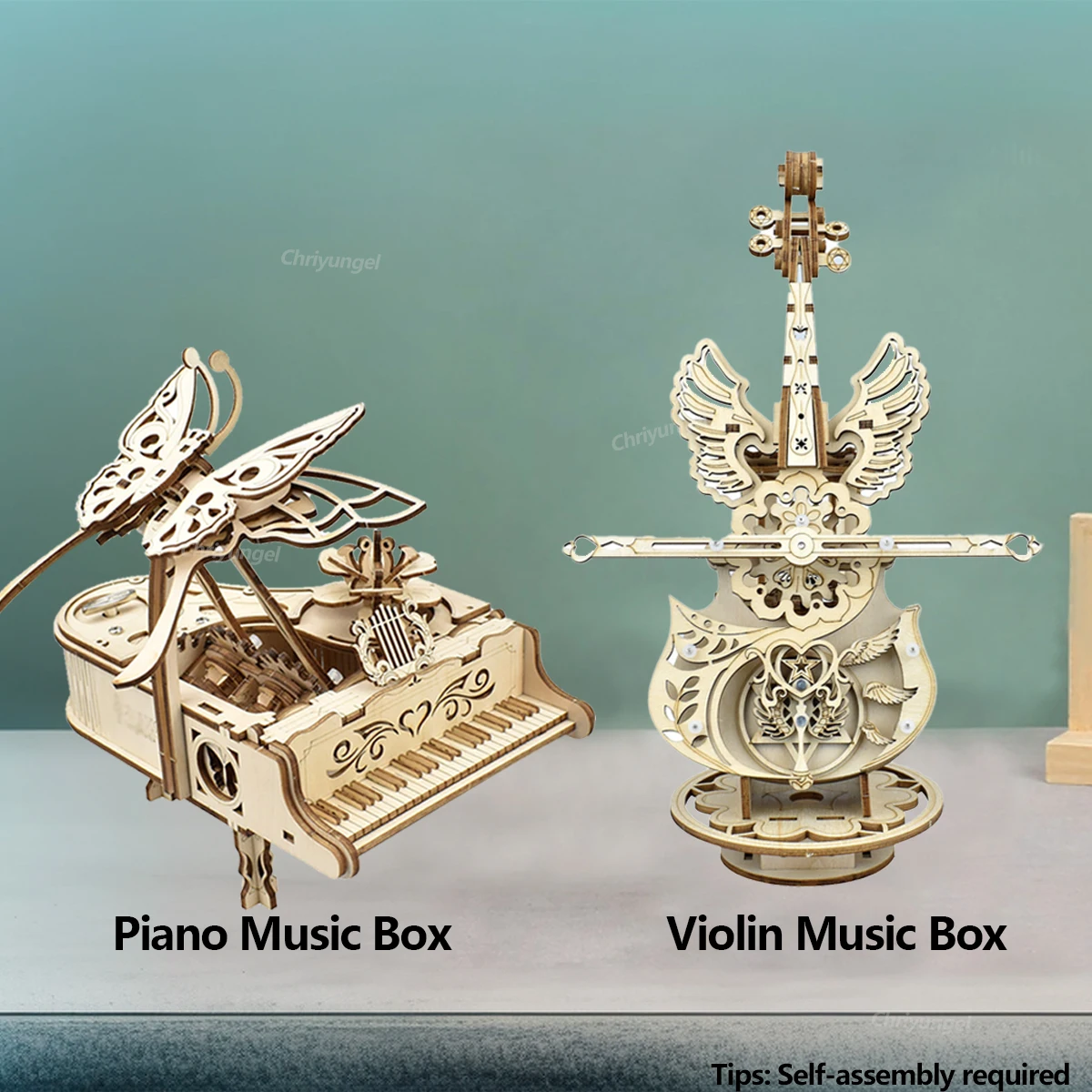 3D Holzpuzzle Spieluhr Klavier-Modellbausatz DIY Montage Musikinstrument Bausätze Heimdekoration Bastelgeschenk für Erwachsene und Jugendliche – Detail 2
