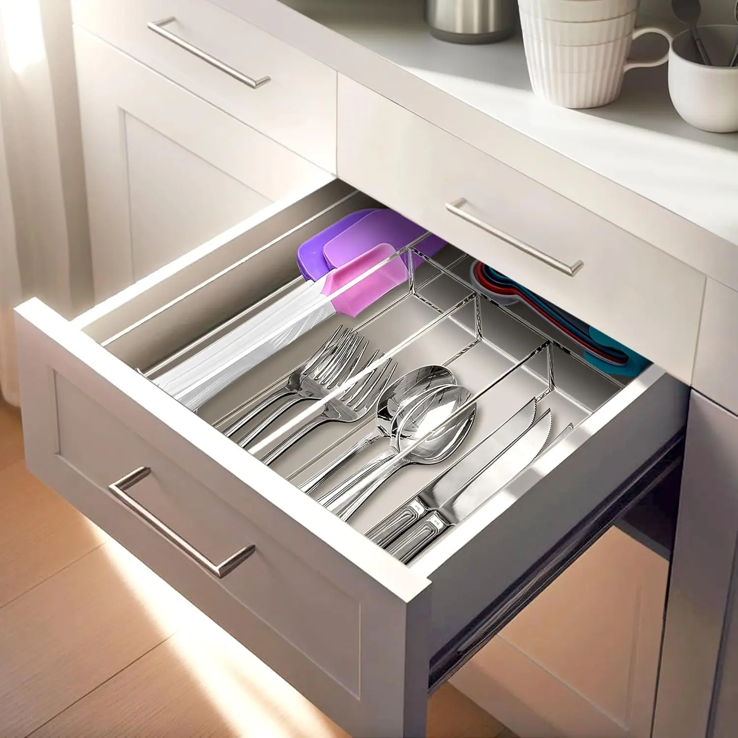 

Compartmented Utensil Holder, Cutlery Tray for Drawer, Silverware Storage for Kitchen