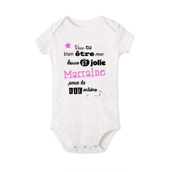 Do You Want To Be ma marraine imprimer bébé barboteuse marraine demande infantile body nouveau-né à manches courtes combinaison enfant en bas âge vêtements 5