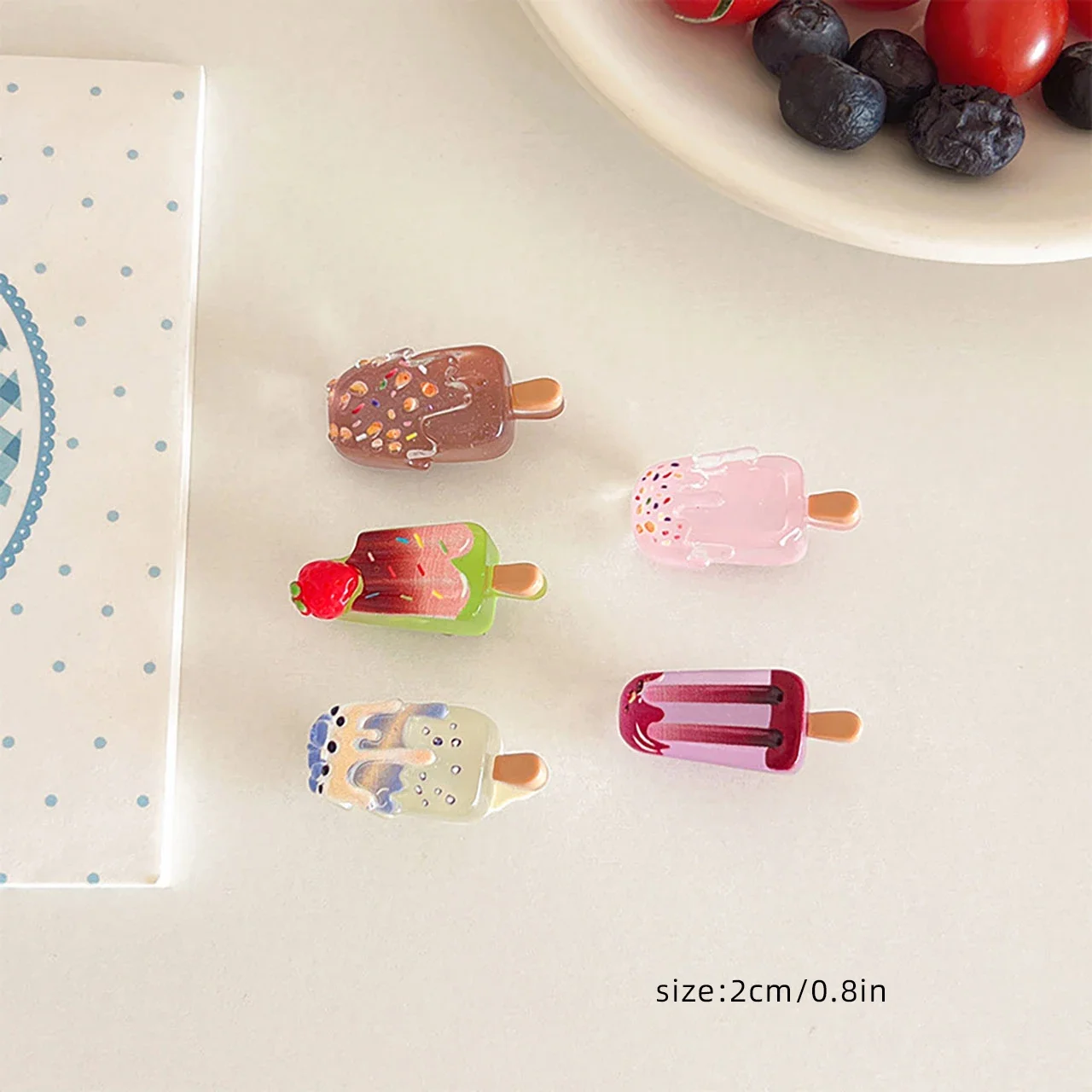 กิ๊บติดผมรูปไอศกรีมน่ารัก 5 ชิ้น/ชุด สำหรับเด็ก ลายการ์ตูน มินิบาร์เร็ตต์ กิ๊บติดผมตลกๆ สำหรับเด็ก อุปกรณ์เสริมผมเด็ก