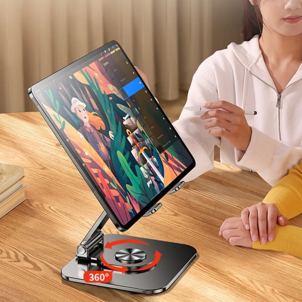 

Вращающаяся подставка для планшета Cat Paw на 360° ° Вращающийся держатель для планшета с рассеиванием тепла, металлический регулируемый кронштейн для планшета, телефона, настольный держатель