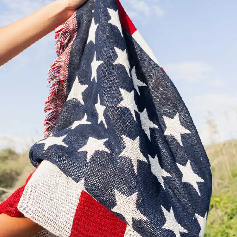 

Knitted Throw Blanket Sofa Throws 130x180cm Heavy Thick Warm Quilt American Eagle Design Chair Couch Cover Home Decoration