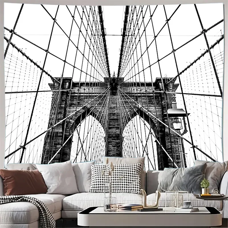 

Brooklyn Bridge Гобелен Настенный Винтаж Черно-Белая Фотография Домашний Декор Эстетический Декор Комнаты Художественная Настенная Искусство Общежитие
