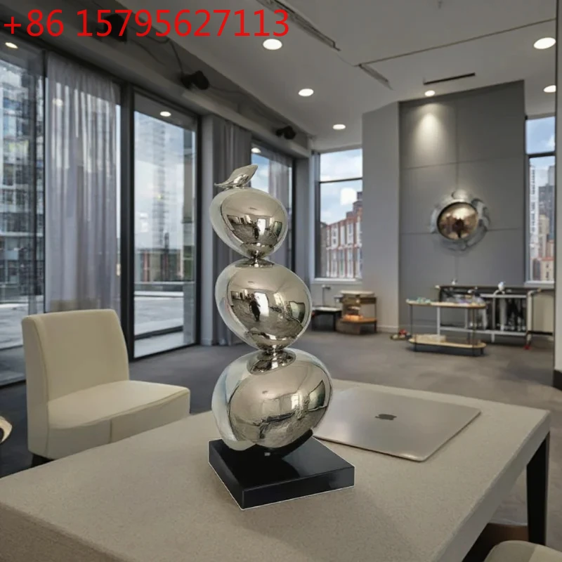 

Stainless steel office Front desk Hotel Lobby Living room Conference Hall Corridor desktop Egg shape sculpture art decoration