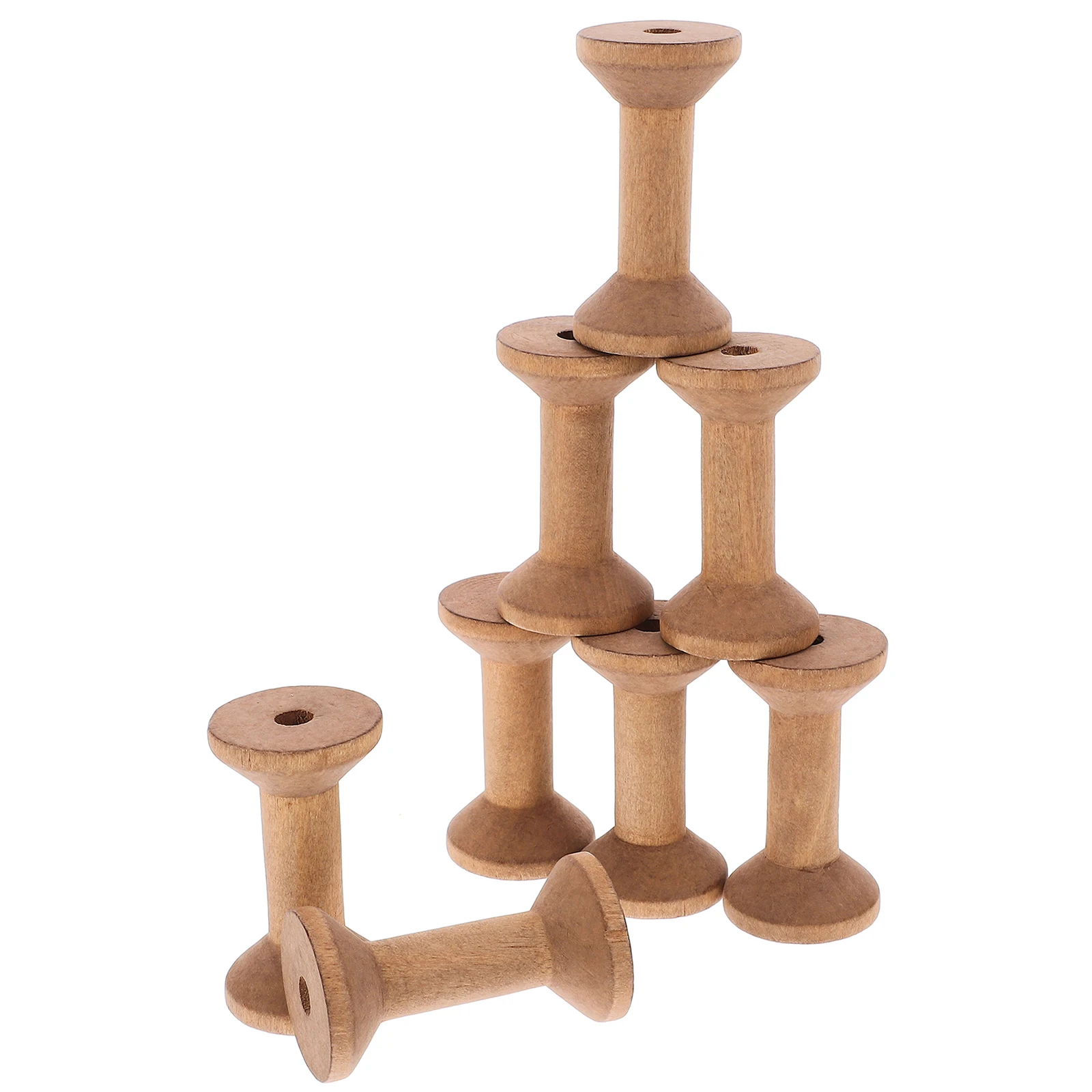

8pcs Wooden Spool Bobbin Dye Embroidery Ribbon Large Spools Craft Sewing Thread Cord Roll Yarn Weaving Tool